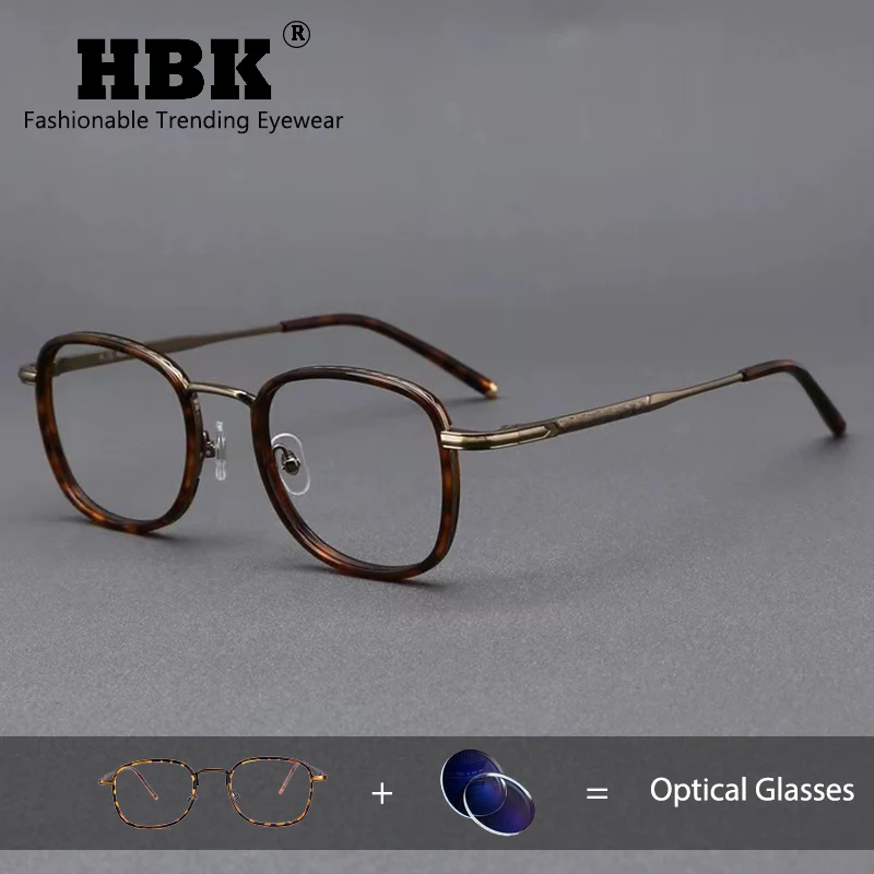 

HBK Retro Round Men Reading Glasses Brand Design Metal Prescription Glasses Frame Anti Blue Light Women Daily Glasses