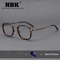HBK Retro Round Men Reading Glasses Brand Design Metal Prescription Glasses Frame Anti Blue Light Women Daily Glasses