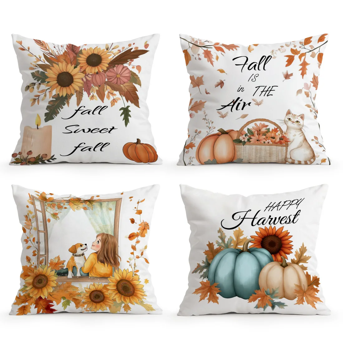 4 Uds Funda de almohada estampada 45x45 سنتيمتر Fundas de almohada decorativas suaves y acogedoras para exteriores con #2