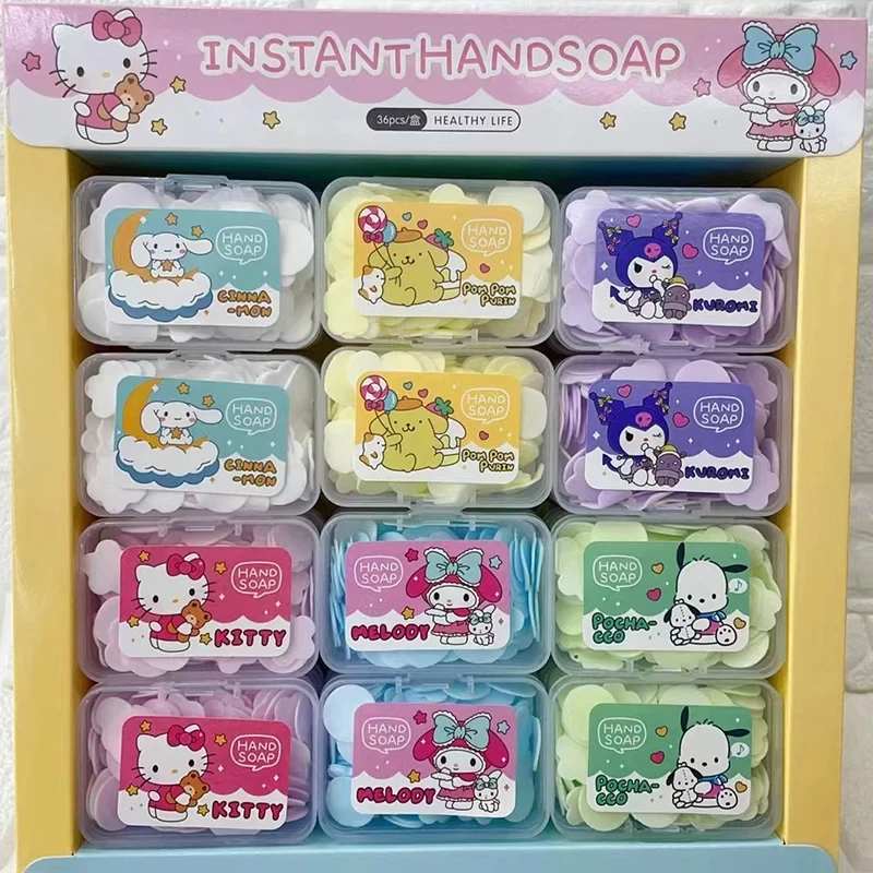 Sanrio Hello Kitty Disposable Soaptablets Kuromi Melody Soap Flower Cartoon Hand Wash Soap Kawaii Portable Hand Soaptablets Gift