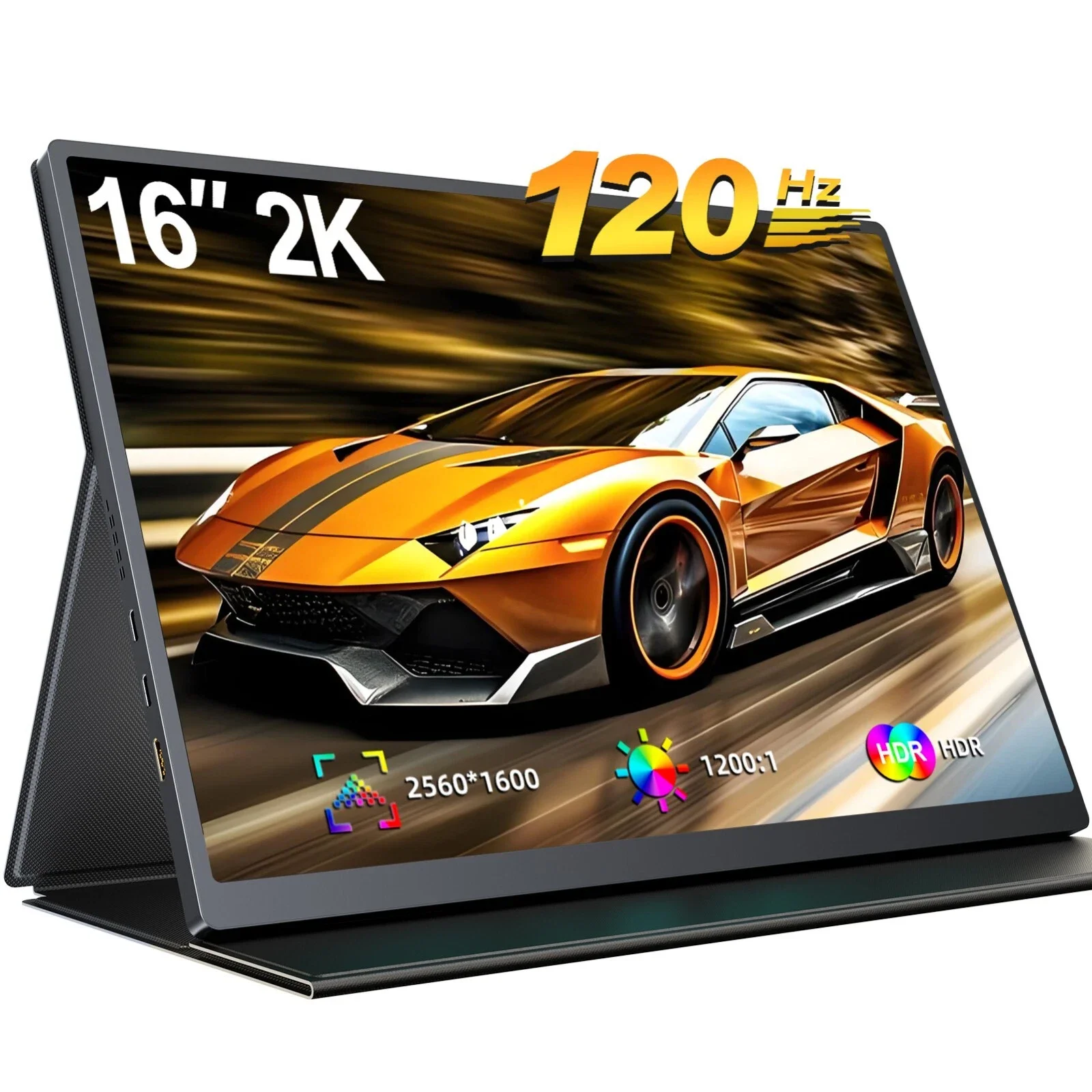 

16" 2K 120Hz Portable Gaming Monitor 2560x1600 QHD 16:10 10 Bits HDR FreeSync Eye Care External Second Screen for Laptop PC Phon