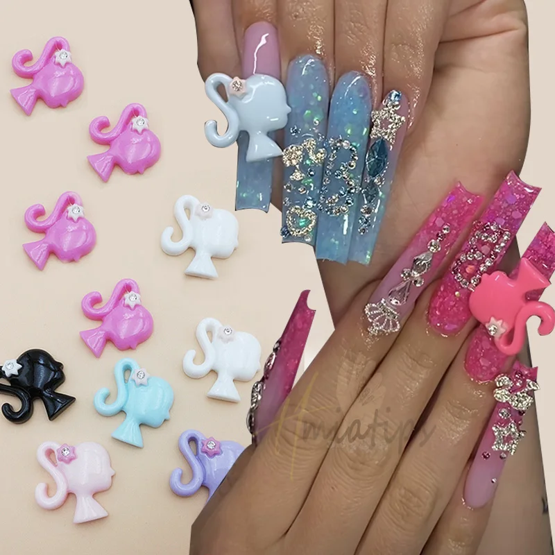 3D Pink Girl Kawaii Nail Charms Resin Cartoon Nail Art DIY Nails Decoration Luxury Accessory DIY Manicure Designs