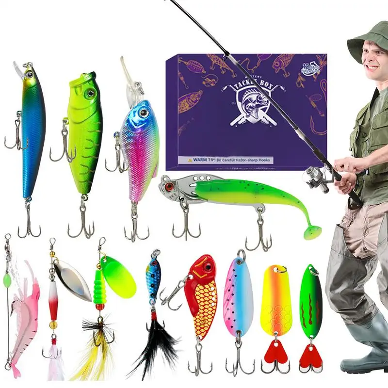 Advent Calendar Fishing Lures 12 Days Fishing Tackle Countdown To Christmas Set Holiday Fishing Gear Fishing Accessories For