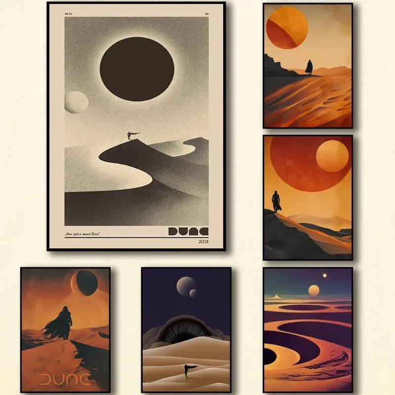 Retro Düne klassischen Film inspiriert Poster Mitte des Jahrhunderts Arrakis Wüste Reise Wand kunst Bilder Leinwand Malerei Wohnkultur Geschenk