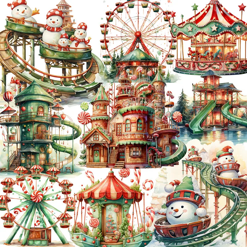 Christmas Amusement Park Stickers Crafts And Scrapbooking stickers kids toys book Decorative sticker DIY Stationery