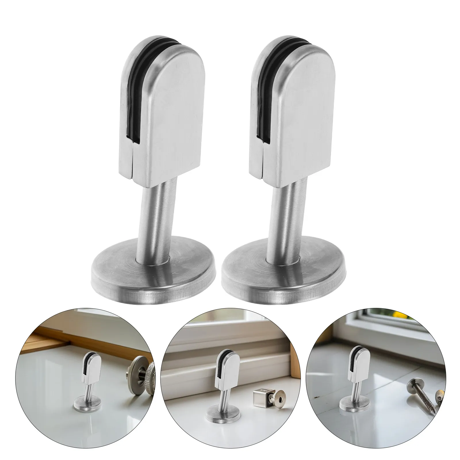 2Pcs Glass Stainless Steel For Office Glass Partition Home Clamp Bracket Tempered Panels Shelves Railings Use Adjustable