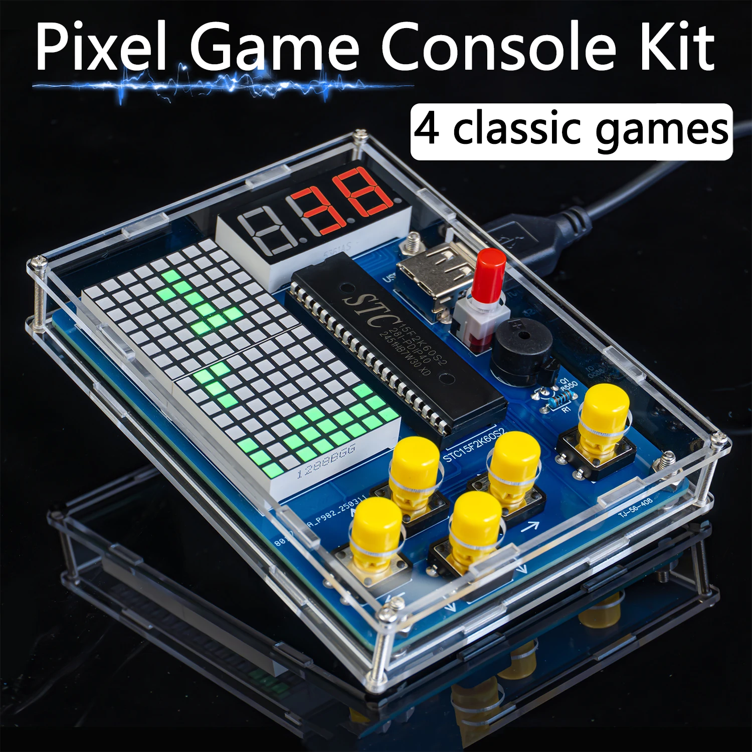 DIY Pixel Game Console Kit Electronics DIY Soldering Project 51 Single Chip Practice Solder Learning Assembly