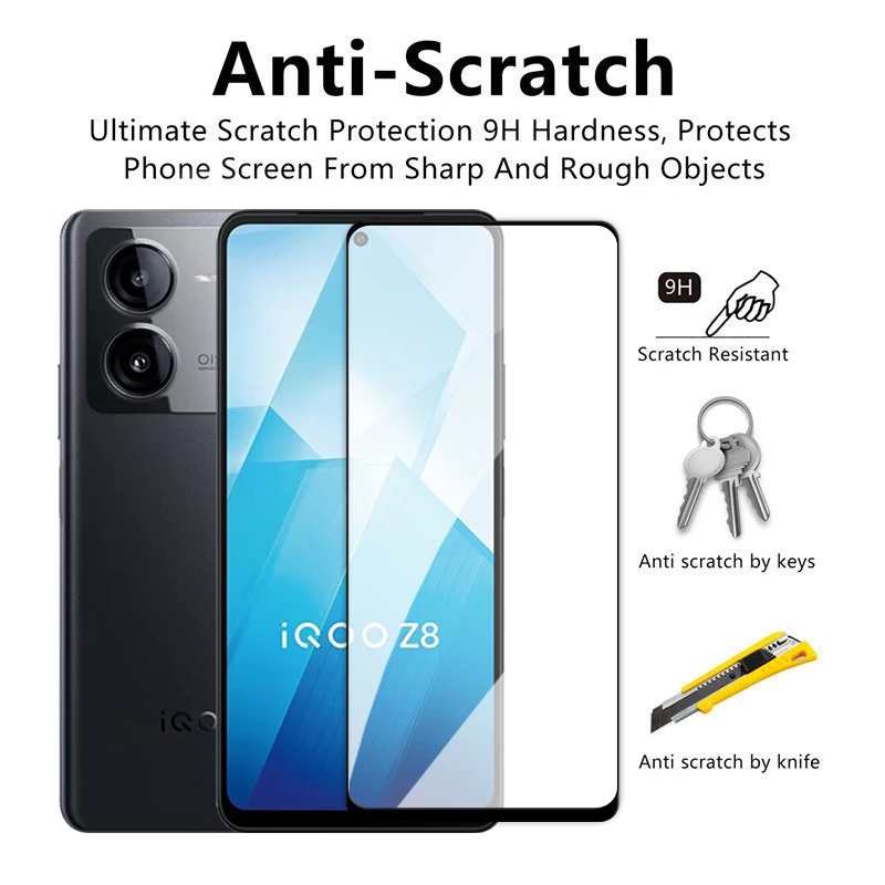 For Vivo IQOO Z8 Screen Protector 6.64 inch Full Cover Glass For IQOO Z8x Z8 Tempered Glass For Vivo IQOO Z8 Camera Lens Film