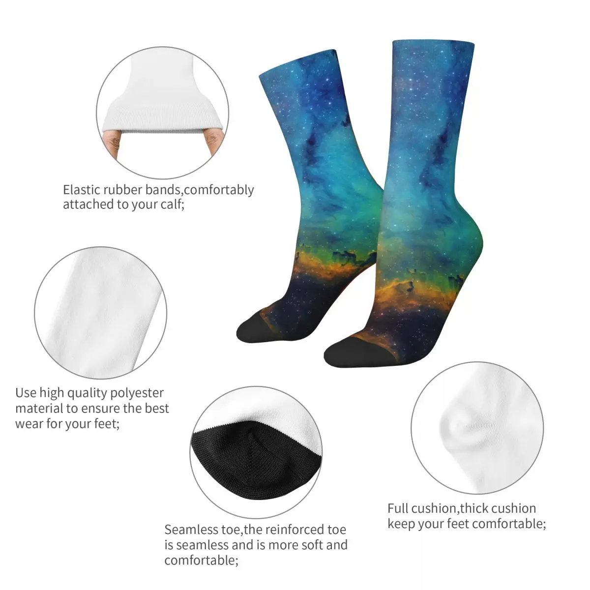 Winter Warm Casual Women Men Space Galaxy Elephant's Trunk Nebula Socks Non-slip Crew Socks