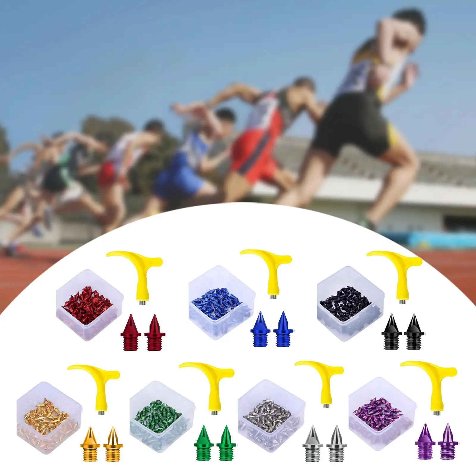 

50 шт. шиповок для бега по шоссе и полю, 5 мм, универсальные, с ключом, для тренировок по спринту, для мужчин и женщин, для занятий на открытом воздухе