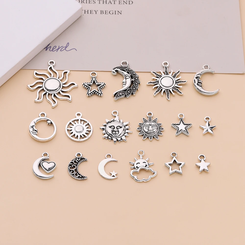 10 قطعة/الوحدة سبائك القمر الخماسية نجمة شكل قلب المعلقات ل عقد دي اي واي سوار صنع المجوهرات العثور على الملحقات #1