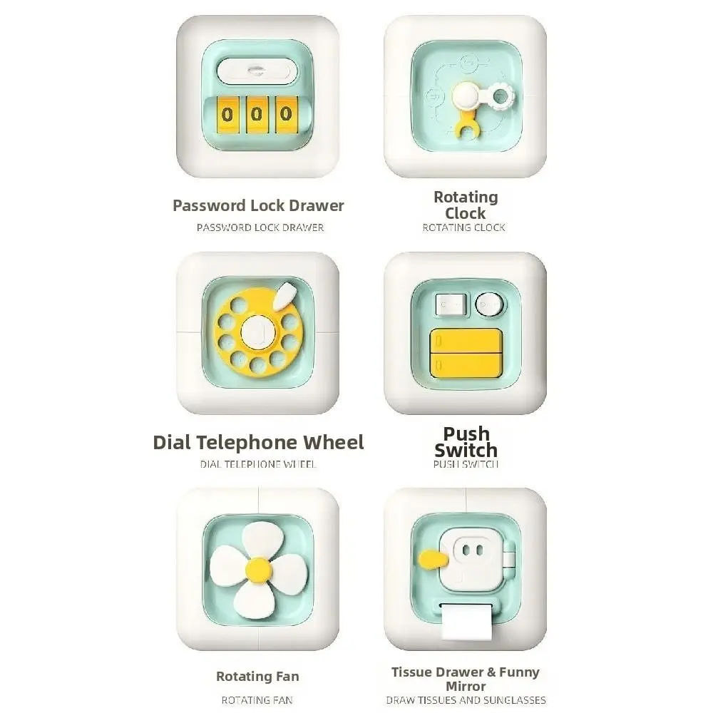 

6 IN 1 Montessori Educational Creative Practice Skills Sensory Busy Board Plastic Fine Motor Multipurpose Busy Cube Boys Girls