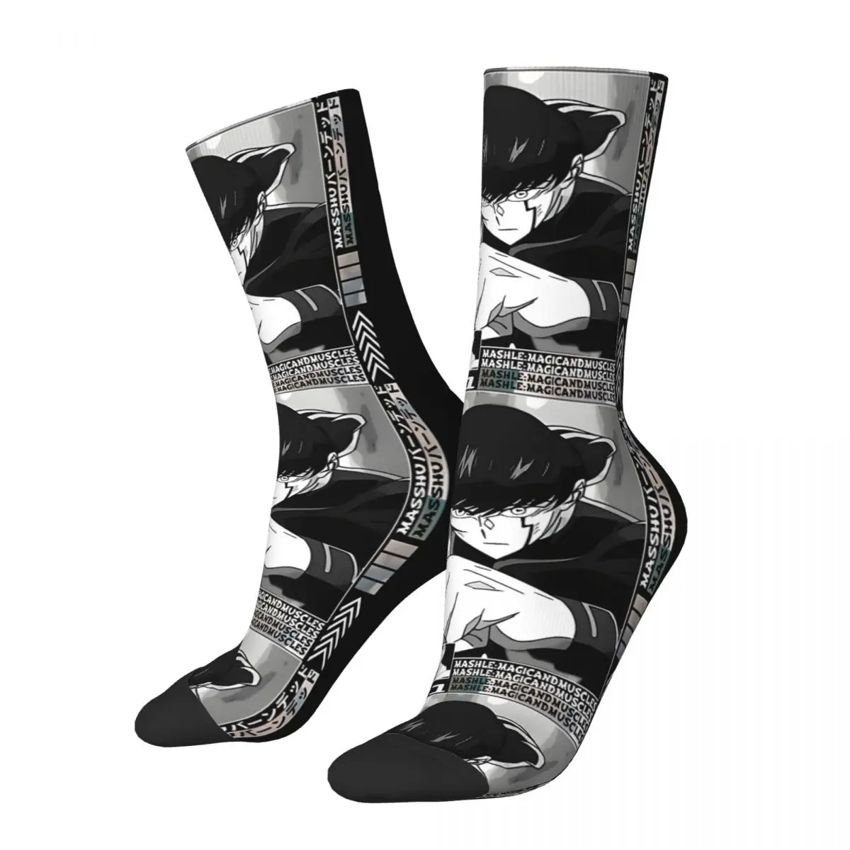 Hip Hop Vintage Angry Mash Crazy Men's compression Socks Unisex Mashle Magic And Muscles Street Style Pattern Printed Crew Sock