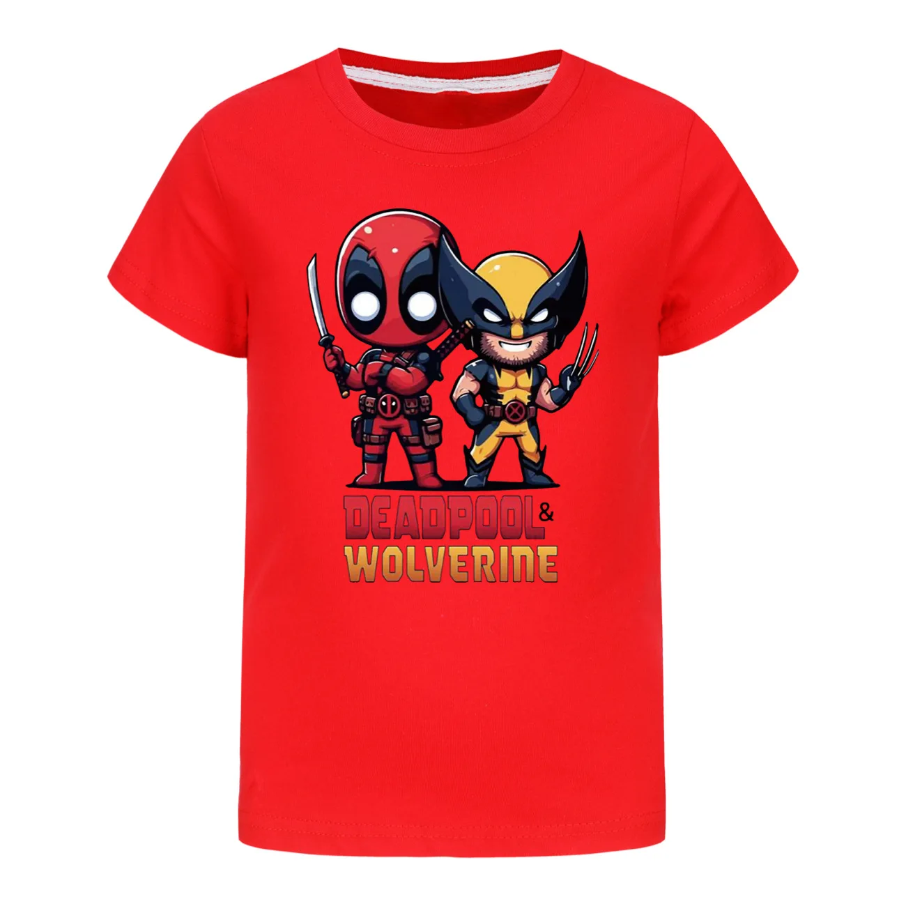 Deadpool-camiseta de manga curta com estampa dos desenhos animados para meninas, roupas de algodão para crianças, nova moda verão, 3648, 2024