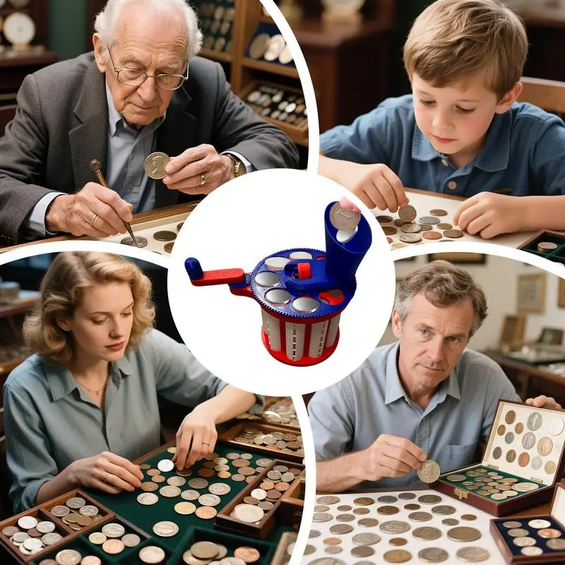 Coin Counter Machine Hand-Cranked Coin Organizer Portable High-Speed Money Handling Accessory For Business Home Bank Offices