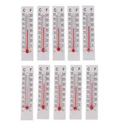 10 Pcs 5cmX1.1cm Miniature Paper Cardboard Thermometer Indoor -20-50 Celsius