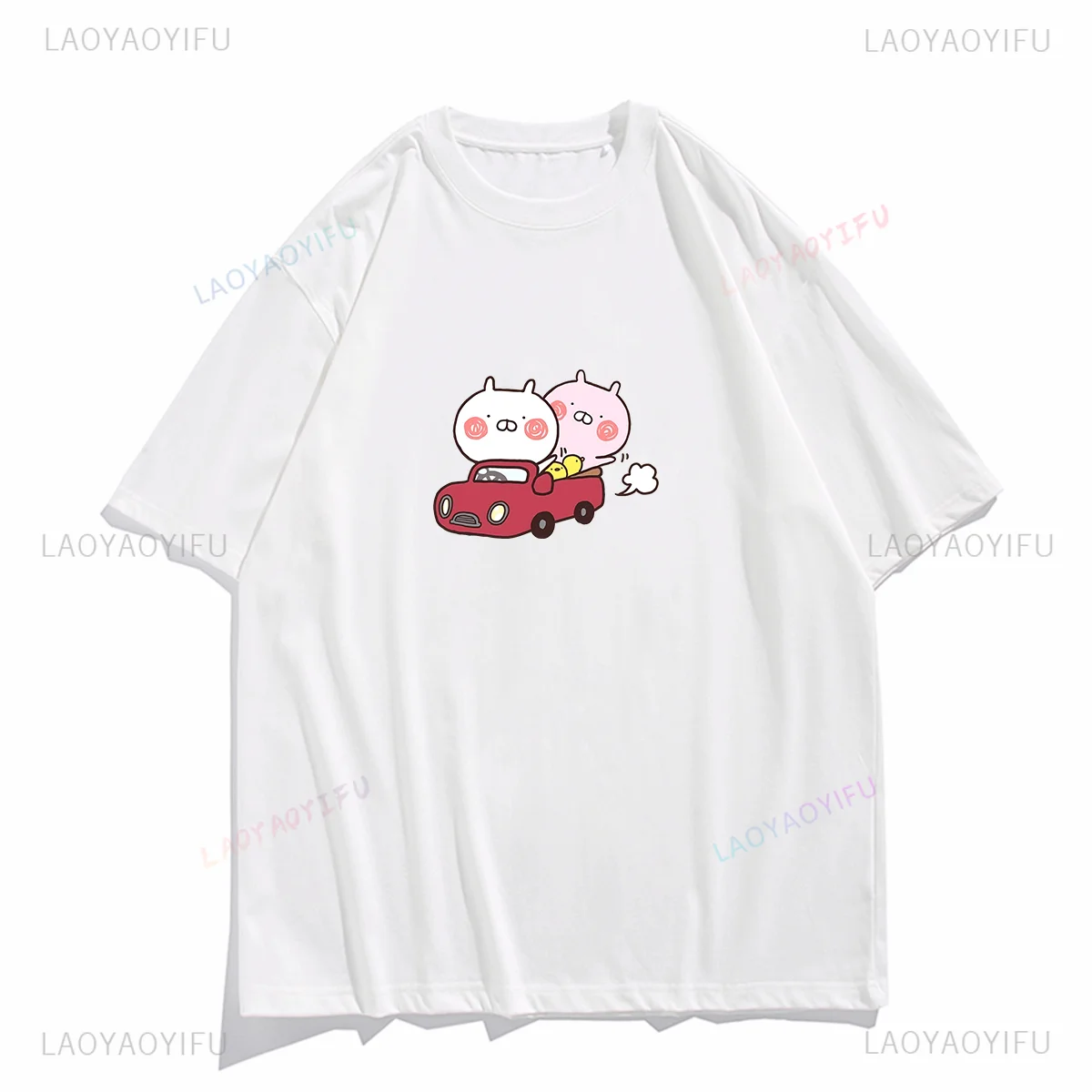 Kawaii Clothes Women Clothing Japanese Cartoon Usamaru Print Tops Ropa Mujer Hombre Unisex T Shirt Graphic Cotton Tee