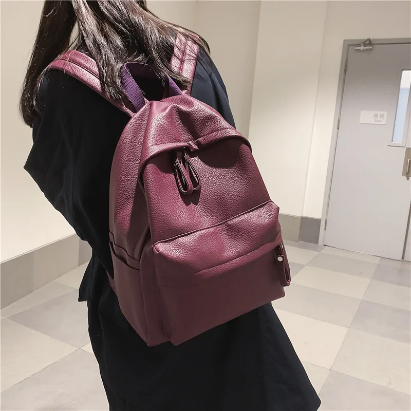 HOCODO Fashion Backpack High Quality PU Leather Women\'s Backpack For Teenage Girls School Shoulder Bag Bagpack Mochila backpack