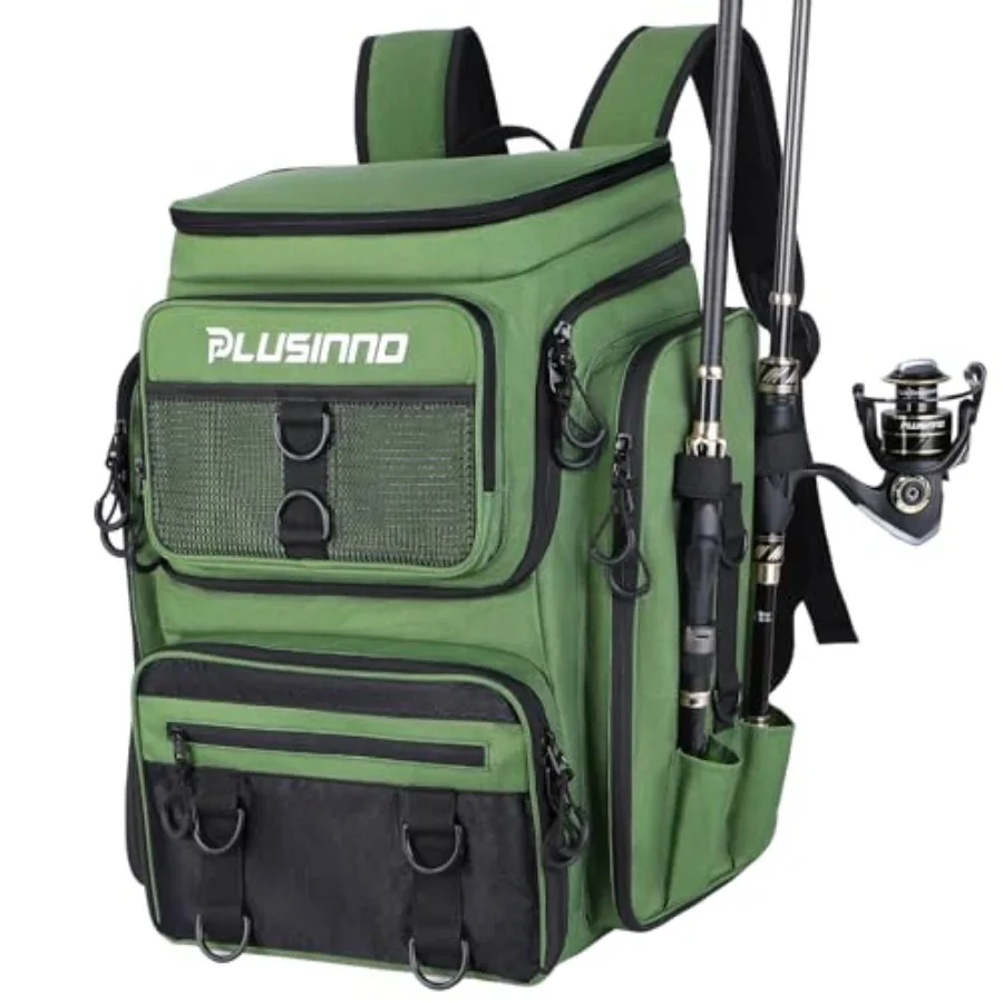 

Fishing Tackle Backpack with Rod Holders 42L Water-resistant Fishing Bag Store Fishing Gear, Fishing Gifts For Men