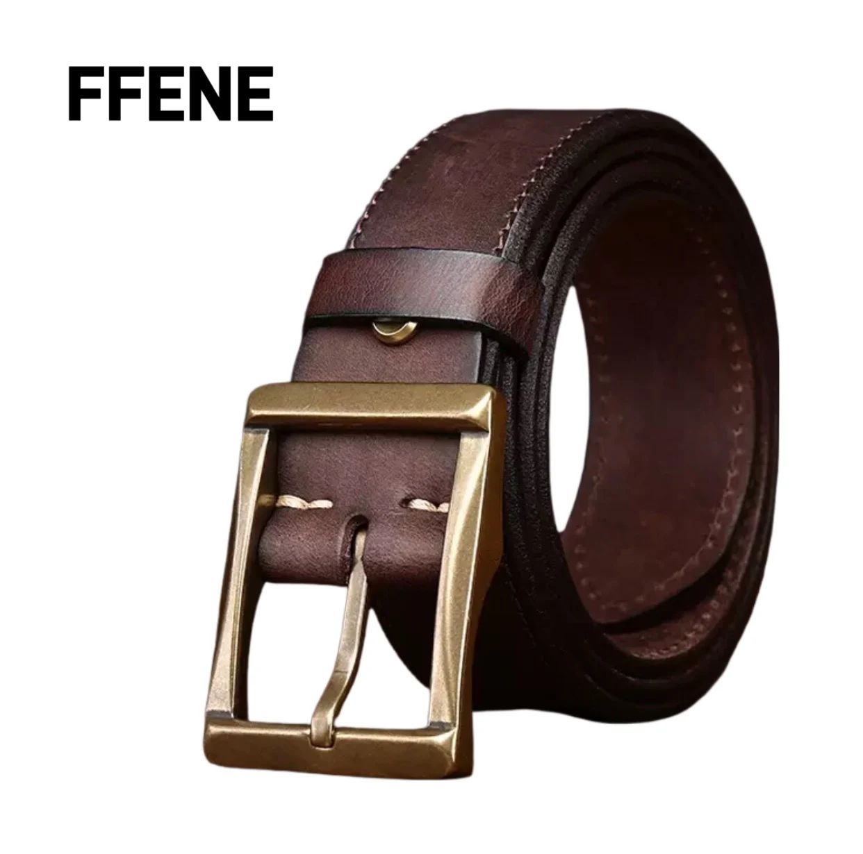 

English retro luxury first-layer cow leather copper buckle belt men's genuine leather casual jeans waistband men's model