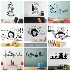 1pc Cartoon Female chef Vinyl Wall Sticker For Kitchen Wall Decor Waterproof Sweet Text Decal For Coffee Shop Wall