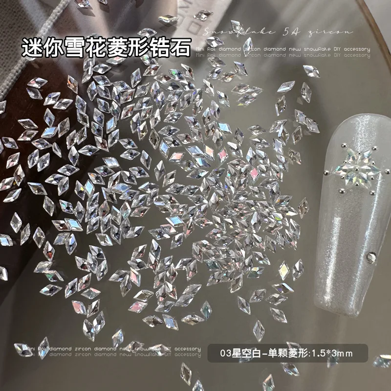 100 pièces brillant Zircon strass breloques pour ongles 1.5*3mm Mini ongles rhombiques pierres précieuses Flatback Nail Art artisanat diamants 2030
