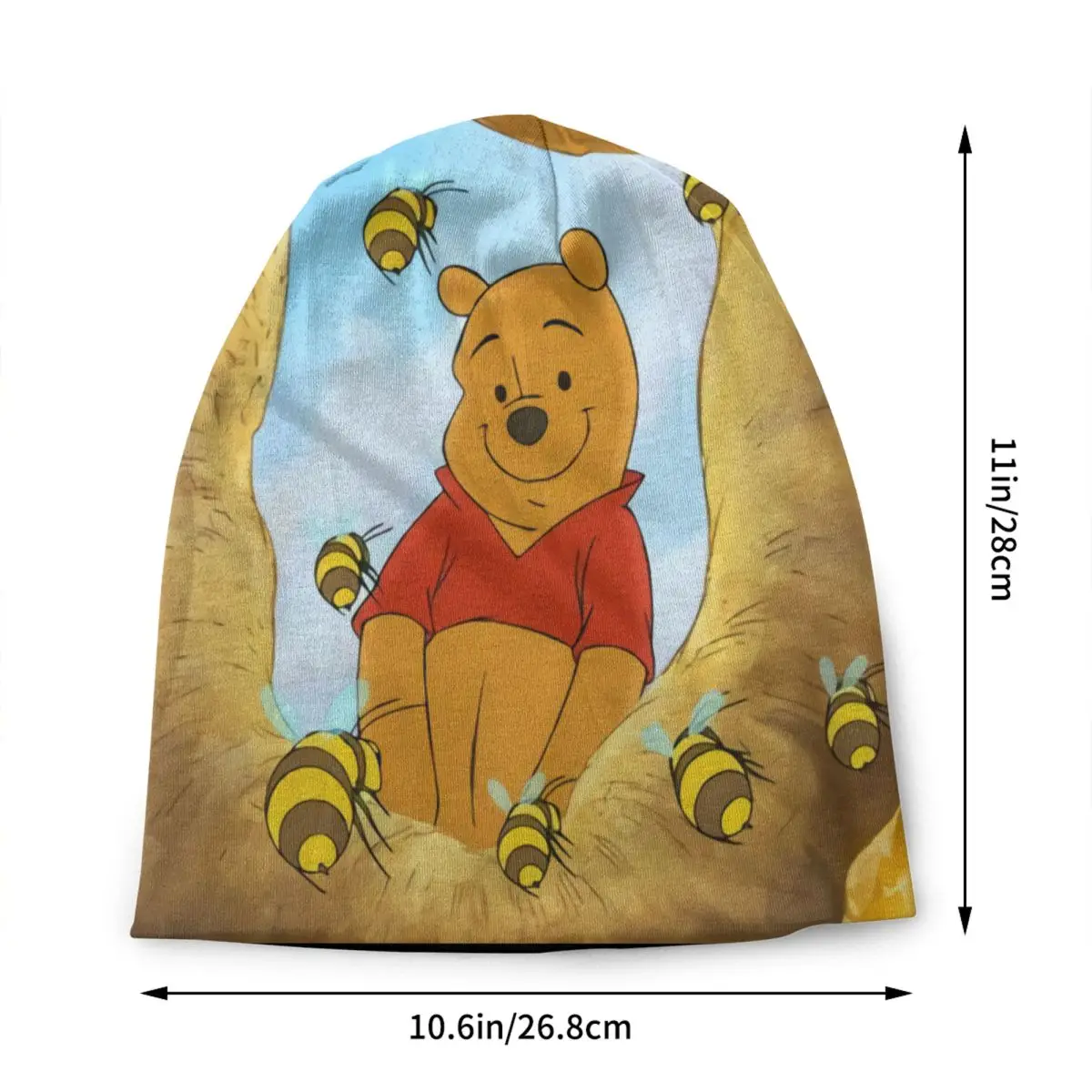 Custom Winnie Pooh Bear Anime Skullies Beanies Caps Unisex Winter Warm Knitting Hat  Cool Adult Bonnet Hats Outdoor Ski Cap