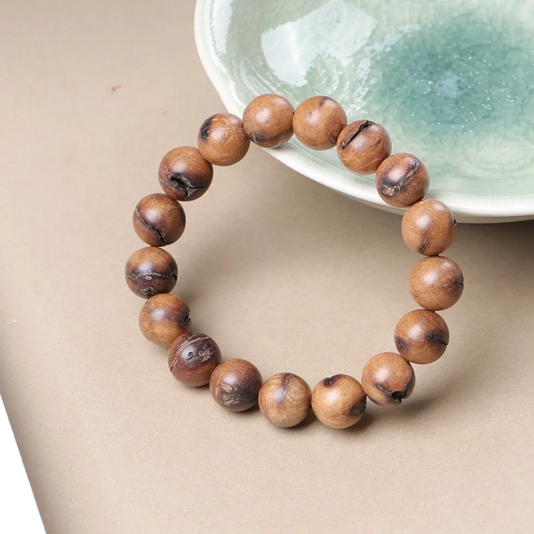 Natural Passion Fruit Seed Green Sandalwood Bracelet Ethnic Style Buddhist Beads Wooden Jewelry