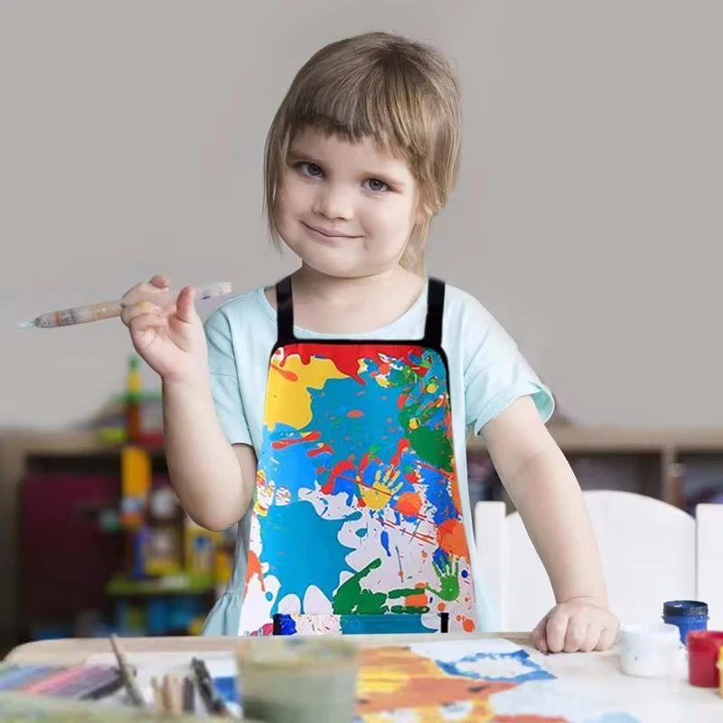 Kids Cooking Aprons Kids Painting Aprons Waterproof Children Artist Painting Smocks with Pocket and 2 Sleeves Kids Baking Aprons