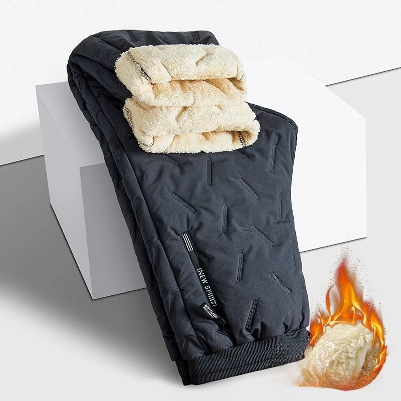 

Winter men's women's same style lambskin cotton pants middle-aged elderly people thickened fleece cold-proof warm pants casual