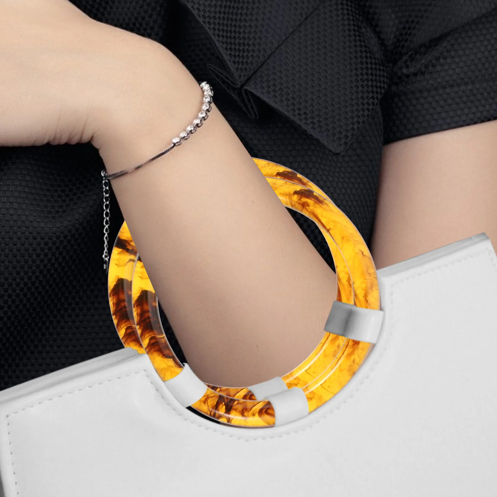 

2Pcs 10CM Resin les Amber Color Smooth Surface DIY Bag Making Accessories Round Purse H les Craft Replacement