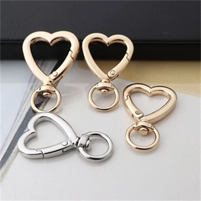 5PC Heart Spring Gate Rings Openable Keychain Leather Bag Belt Strap Dog Chain Buckles Snap Closure Clip Trigger DIY Accessorie