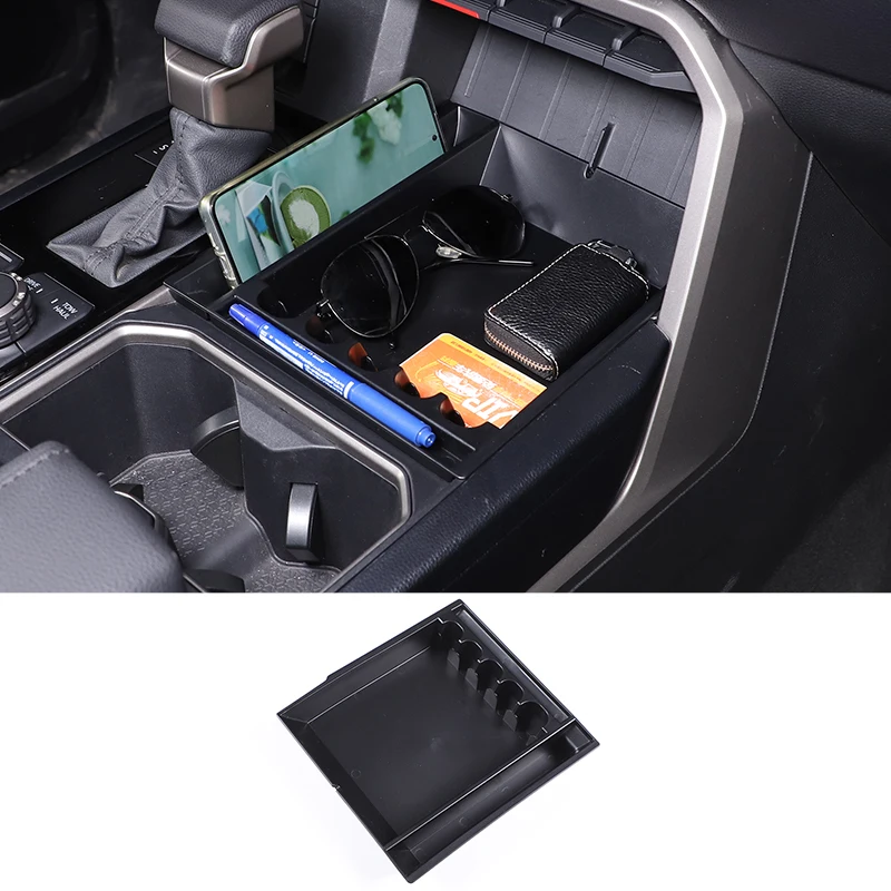 For 2022-2023 Toyota Tundra ABS Black Car Modeling Car Central Control Storage Box Mobile Phone Tray Car Interior Accessories