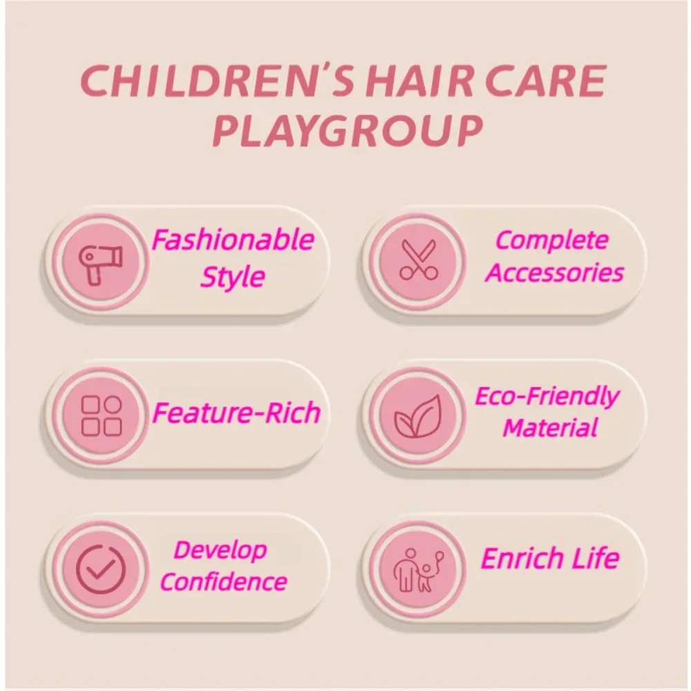 WizKidz Children\'s Hairdressing Pretend Play Toy Set Little Girl Hair Dryer Scissors Shampoo Hair Salon Simulation Toy Set Gift