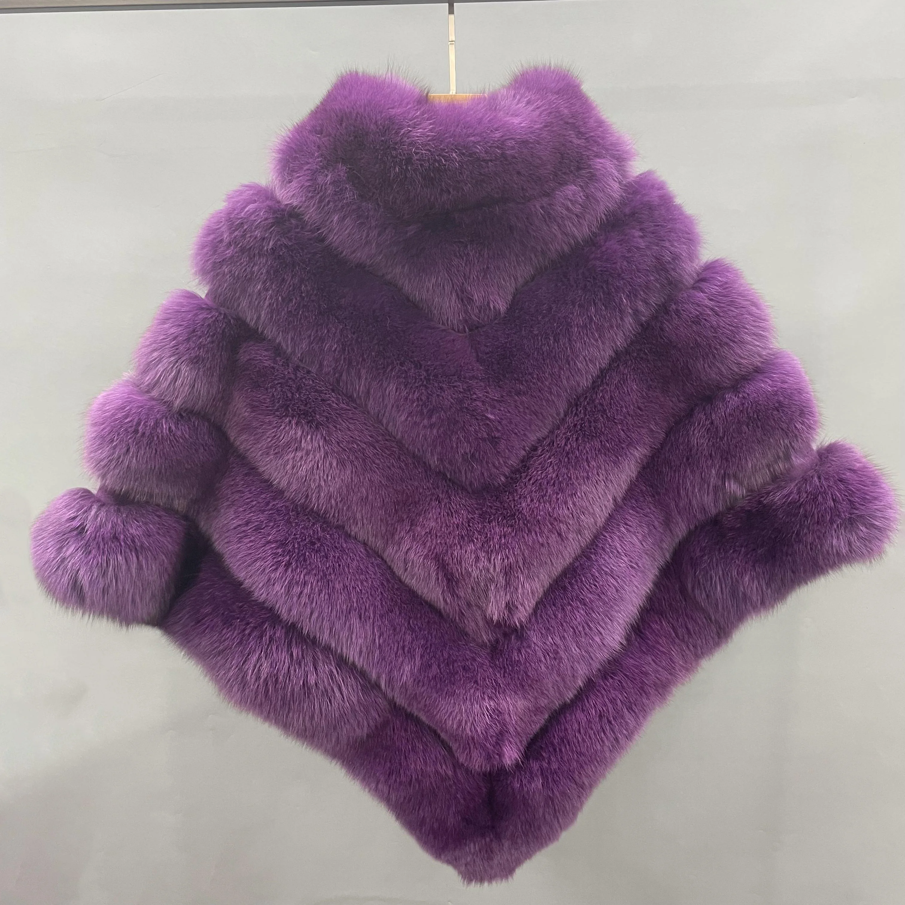 JANEFUR-Poncho de piel de zorro para mujer, abrigo de piel Real de lujo, Jersey largo suelto, ropa de abrigo elegante para mujer, venta al por