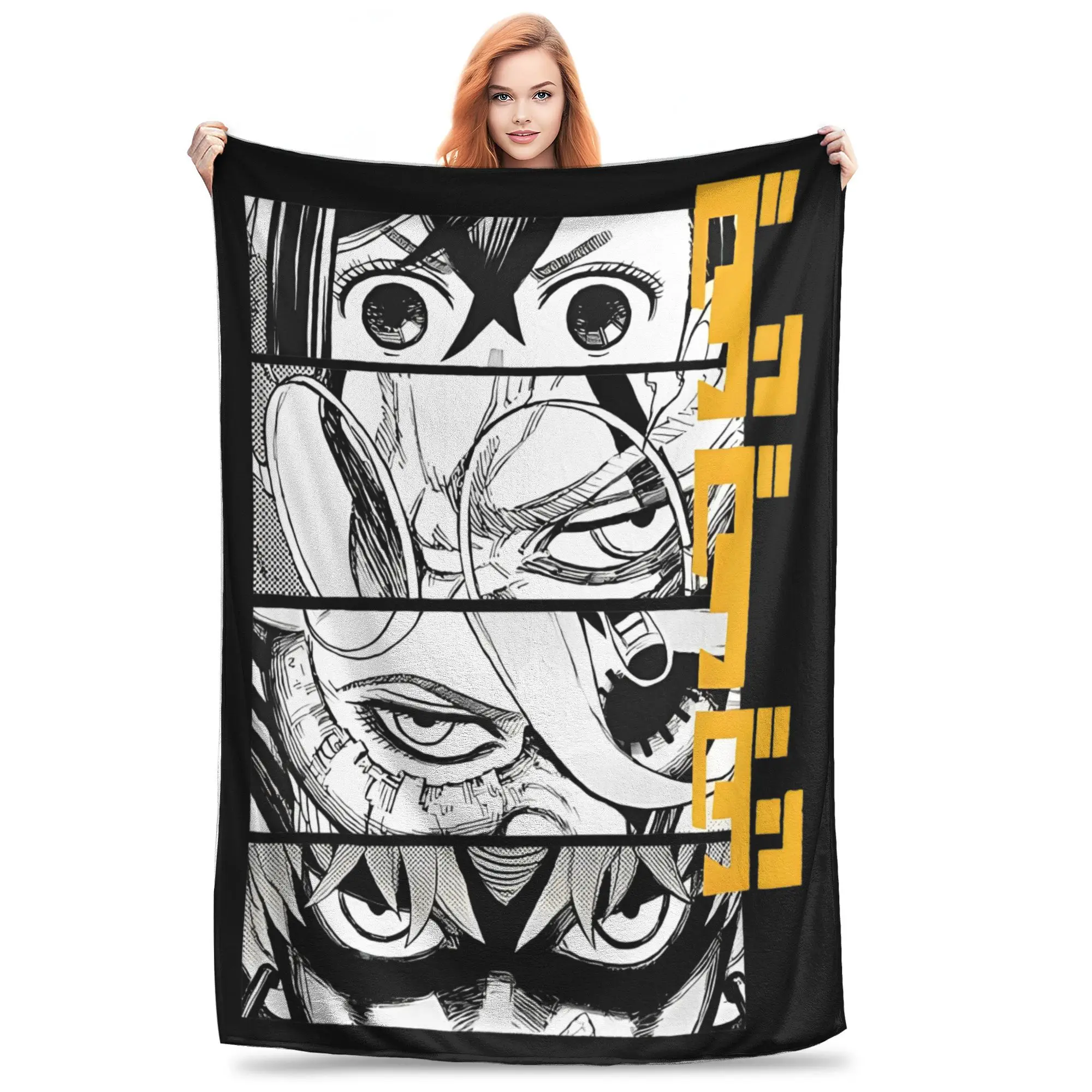 Dandadan Anime Eyes w Kaji Blankets Fleece  Winter Japanese  Portable Super Warm Throw Blanket for Sofa Travel Rug Piece