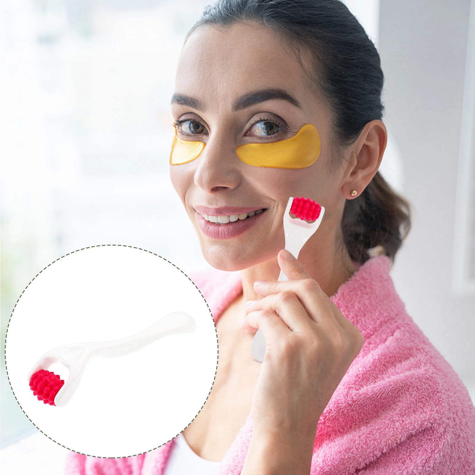 Rodillo Facial de silicona para antienvejecimiento, reducción de arrugas, alivio de la hinchazón de los ojos, masajeador Facial, herramienta de belleza portátil para ojos y cara