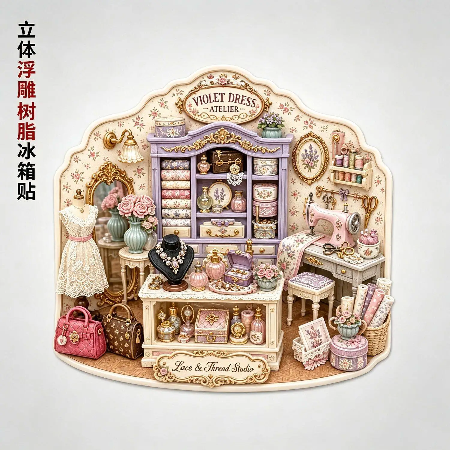 Tailor Shop Magnetic 3D Embossed Resin Refrigerator Magnet Decoration, A Creative And Simple Commemorative Gift For Your