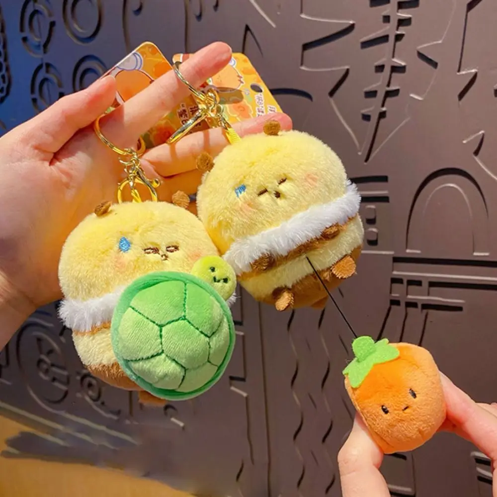 Pullable Bee Bee Bear Plush Dolls Tortoise Persimmon Bee Doll Plush Keychain Cartoon PP Cotton Bee Stuffed Toys Pendant