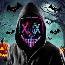 LED Light Halloween The Purge Masks Halloween Christmas Party Horror Movie Scary Decoration Glowing Masque Masks Festval Gifts