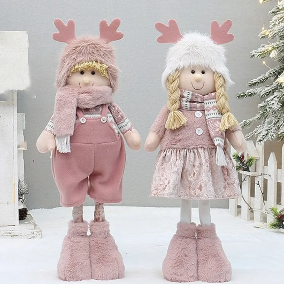 Funny Pink Christmas Doll Elf Boy Girl Soft Merry Christmas