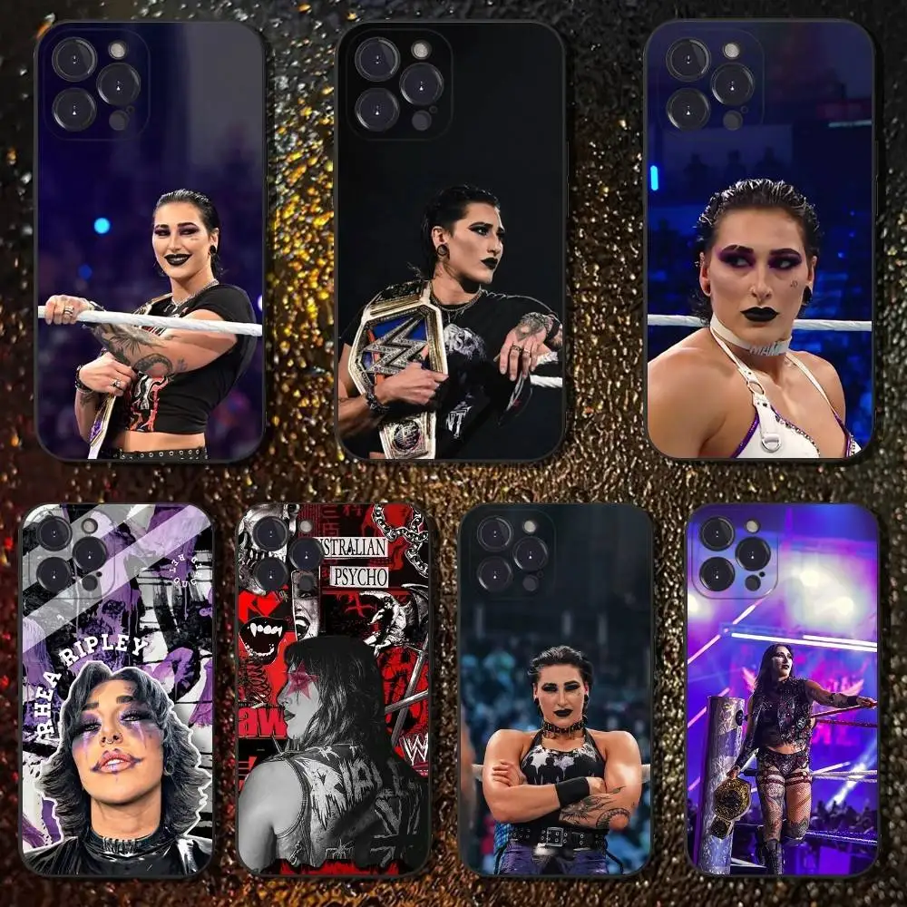 

Rhea Ripley Wrestler Phone Case For iPhone 16,15,14,13,12,11 Plus,Pro Max,XS,X,XR,SE,Mini,8,7,Soft Silicone Black Cover