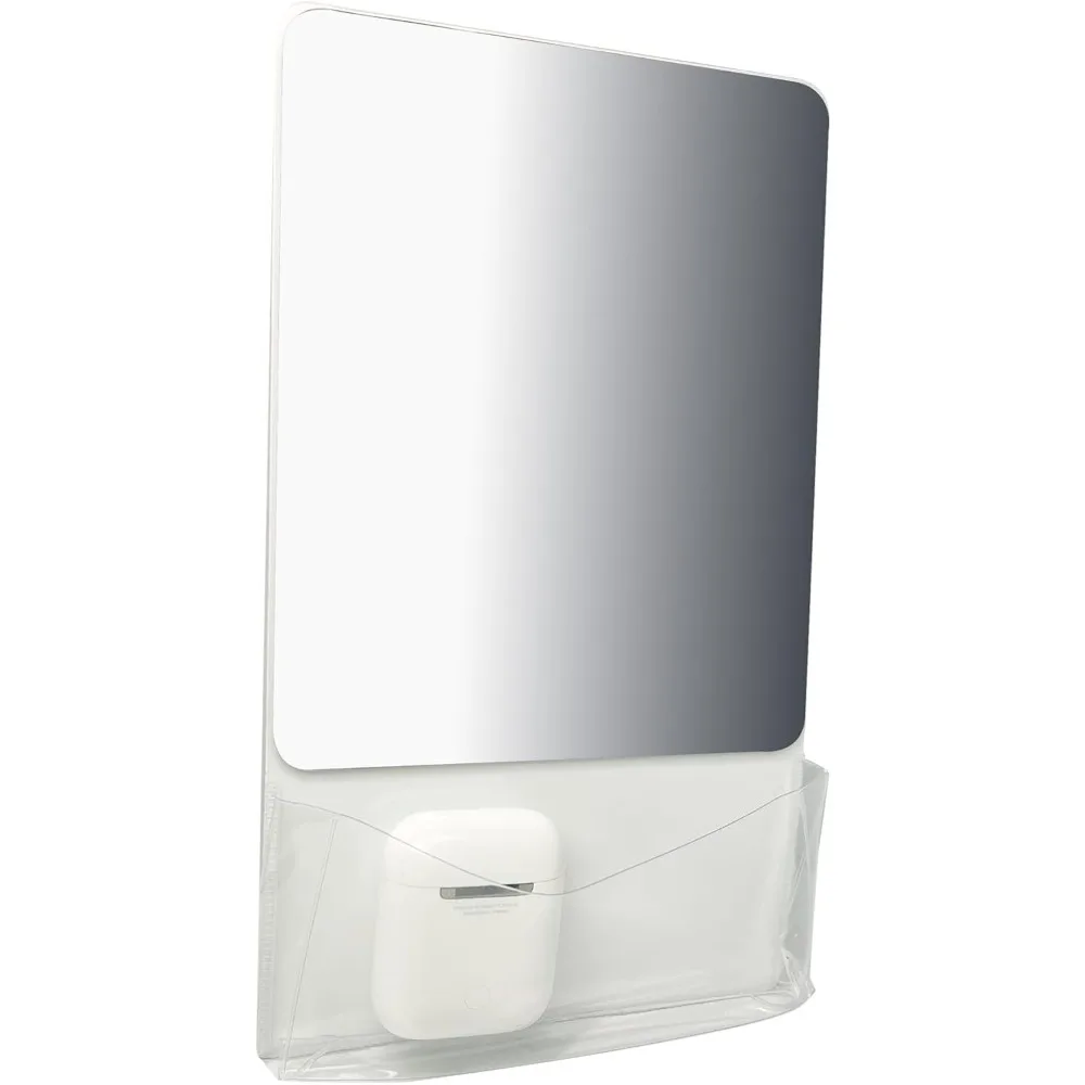 

Magnetic storage cabinet mirror with full magnetic back, small true glass ultra transparent reflector mirror, with storage bag