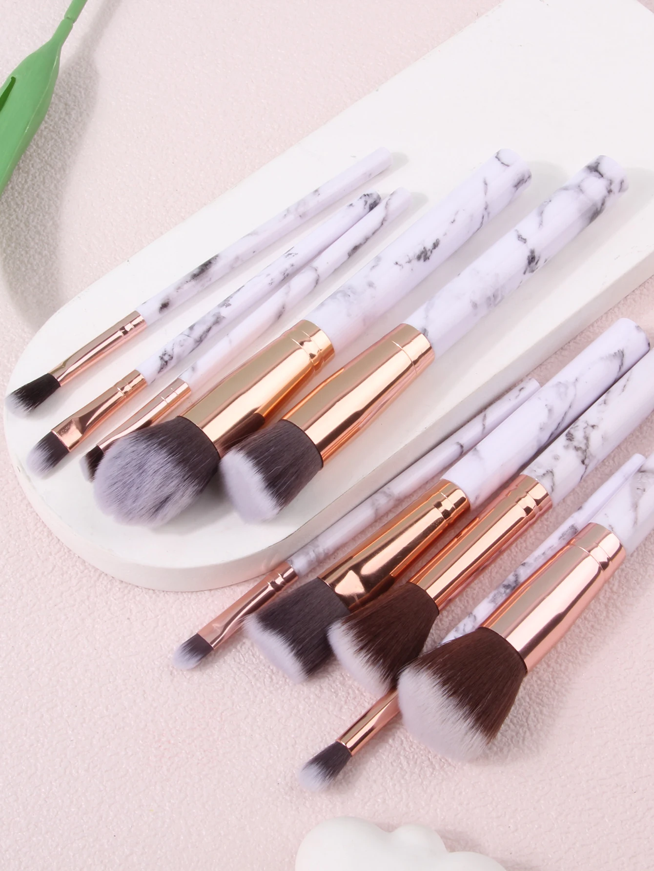 10PCS Professnial Women Makeup Brushes Extremely Soft Makeup Brush Set  Foundation Powder Brush Marble Make Up Tools