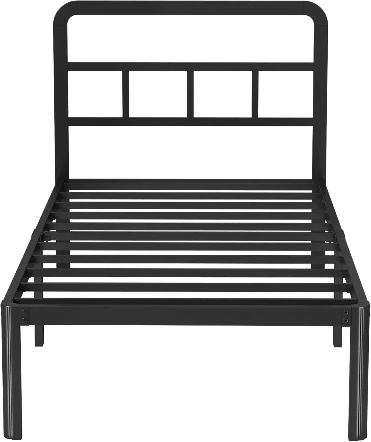 

14 H Twin Bed Frames With Headboard, Heavy Duty Metal Twin Size Platform Bed Frame With Rounded Corner Legs, No Box Spring Ned,
