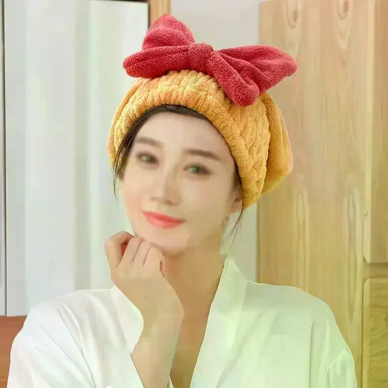 

Microfiber Drying Hair Caps For Women Girls Quick Dry Hair Towel Turban Hat Bathing Soft Hair Towel Wrap With Cute Butterfly Bow