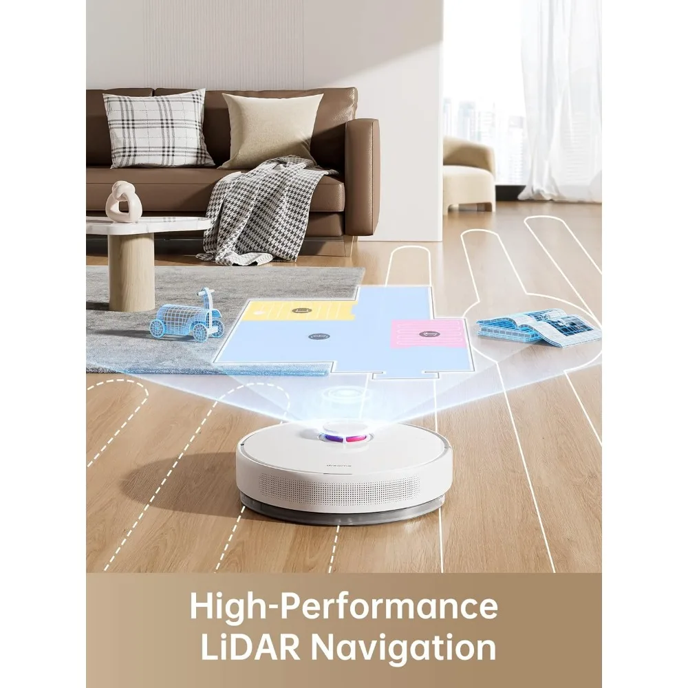 Robot Vacuum and Mop with Self-Emptying Base for 45 Days of Cleaning, Robotic Vacuum with 4000 Pa Suction and LiDAR Navigation