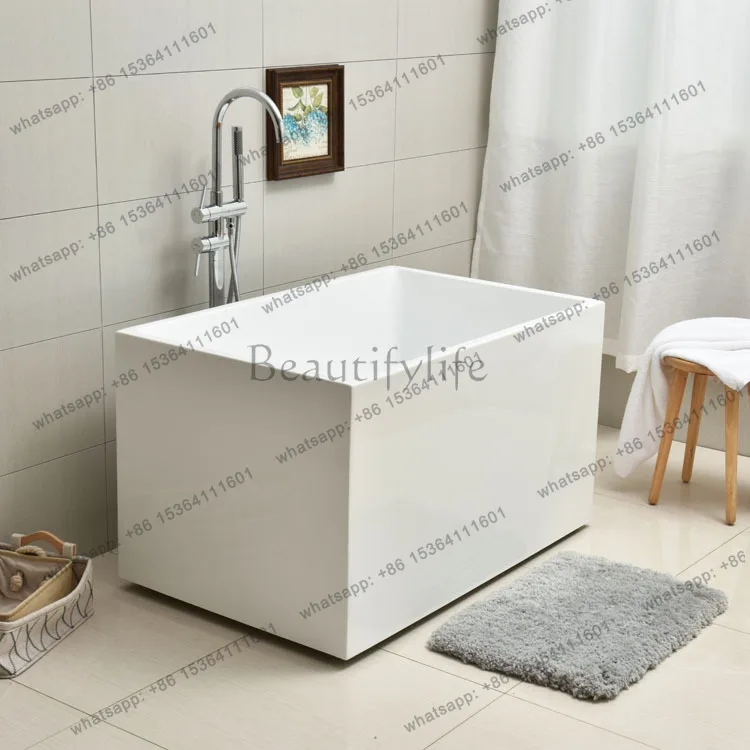 Acrylic small size deepened thickened thin edge adult household seamless docking bathtub