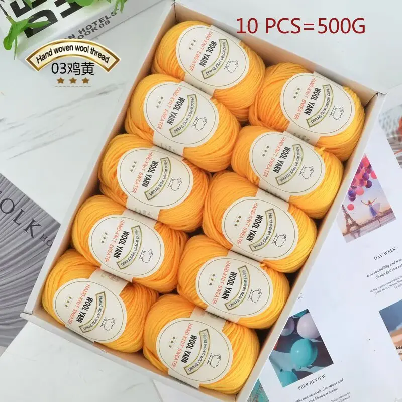 

10 шт., 500 г, пряжа для вязания, шерстяная пряжа для вязания, свитер, шляпа, сумка, сделай сам, плетение ниток ручной работы, грубая веревка, красочная пряжа для вязания крючком