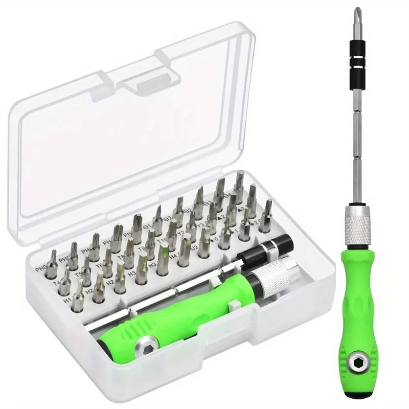 32 in 1 Precision Screwdriver Set with Telescopic Bar, Non-Slip Handle, Magnetic Tips, Multi-Function Mini Screwdriver Kit